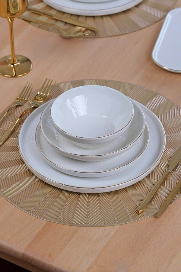 Cream Gold Gilt 27 Piece 6 Person Ceramic Dinner Set - 5