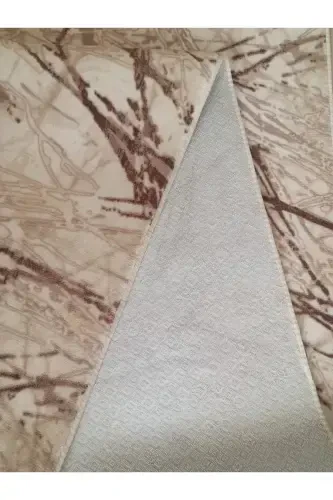 Cream Marble Pattern Washable Non-Slip Base Four Seasons Living Room Bathroom Balcony Teen Room Cut Runner-Brown - 3