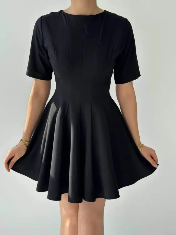 Cream Pleated Dress - 2