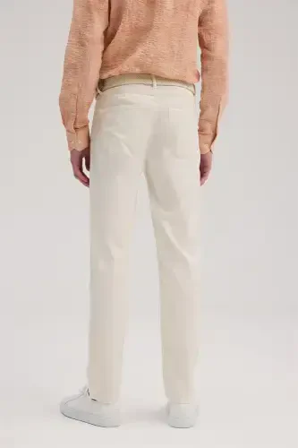Cream Slim Fit 5 Pocket Sports Trousers - 4