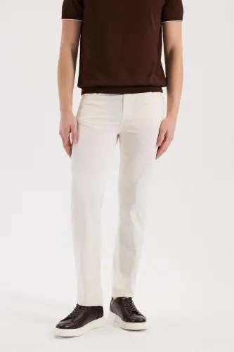 Cream Slim Fit 5 Pocket Sports Trousers 