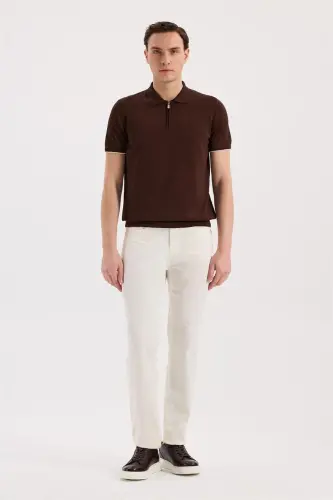 Cream Slim Fit 5 Pocket Sports Trousers - 2