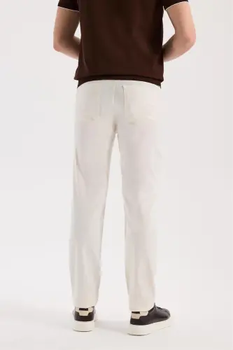 Cream Slim Fit 5 Pocket Sports Trousers - 4