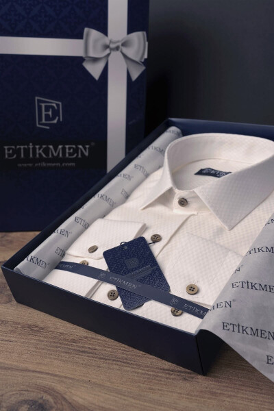 Cream Slim Fit Gift Boxed Men's Shirt - 7