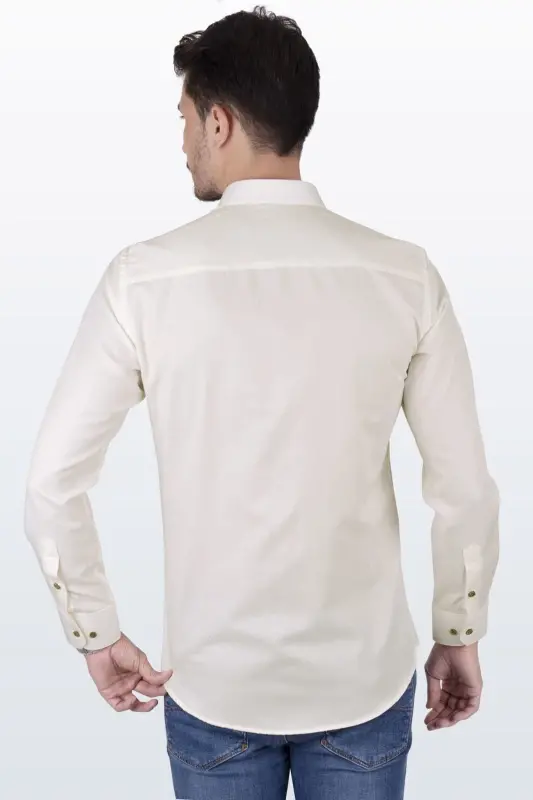 Cream Slim Fit Gift Boxed Men's Shirt - 7