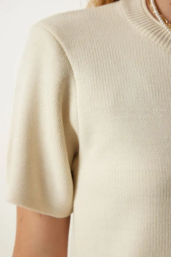 Cream Soft Textured Mini Knit Dress DP00197 - 4