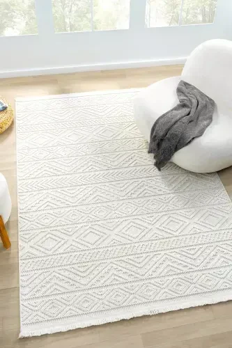 Cream Soft Woven Carpet Rug Living Room Kitchen Hallway Runner Woven Machine Carpet 0018-Cream 20 - 1