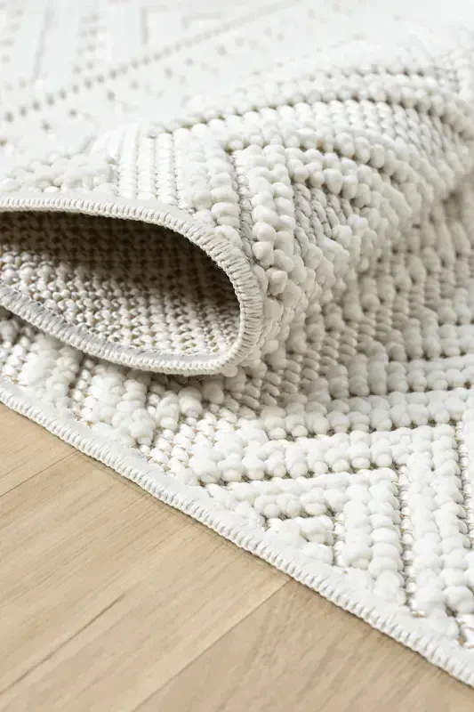 Cream Soft Woven Carpet Rug Living Room Kitchen Hallway Runner Woven Machine Carpet 0018-Cream 20 - 6