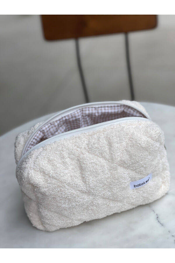 Cream Towel Makeup Bag - Large Size - 7