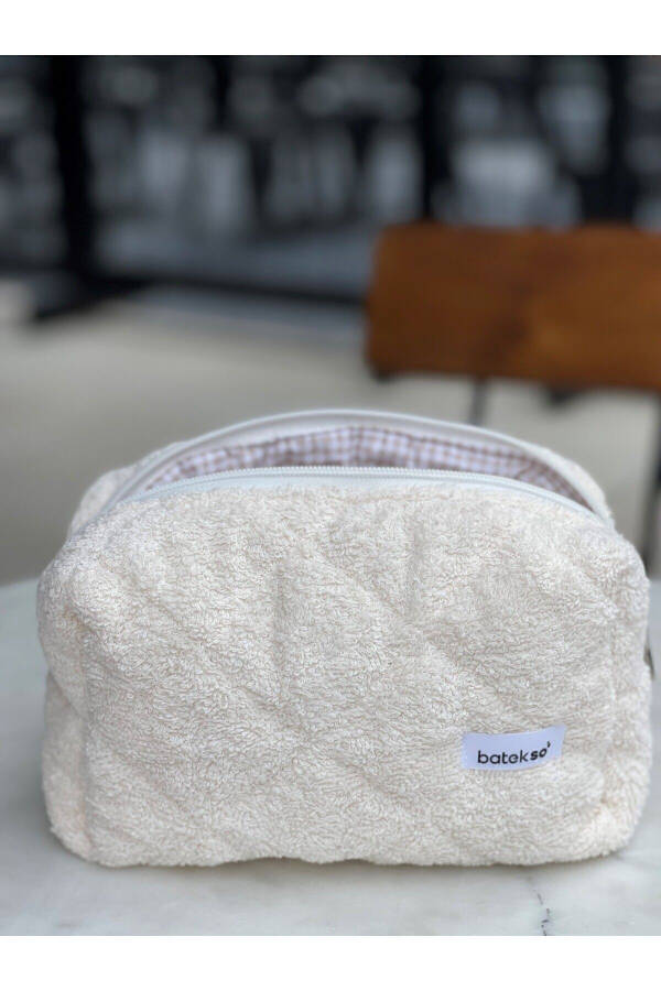 Cream Towel Makeup Bag - Large Size - 9