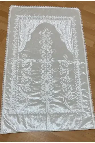 Cream Velvet Bridal Set Prayer Rug-Beige - AYHANHOME (1)