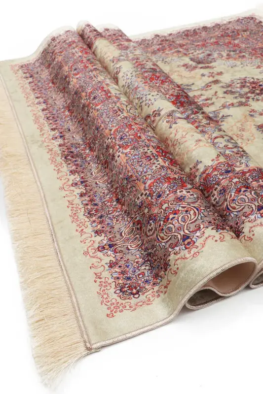 Cream Velvet Carpet Rug - 3