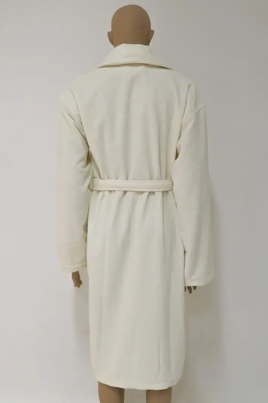 Cream Women/Men Unisex Shawl Collar Robe One Piece-k - 5