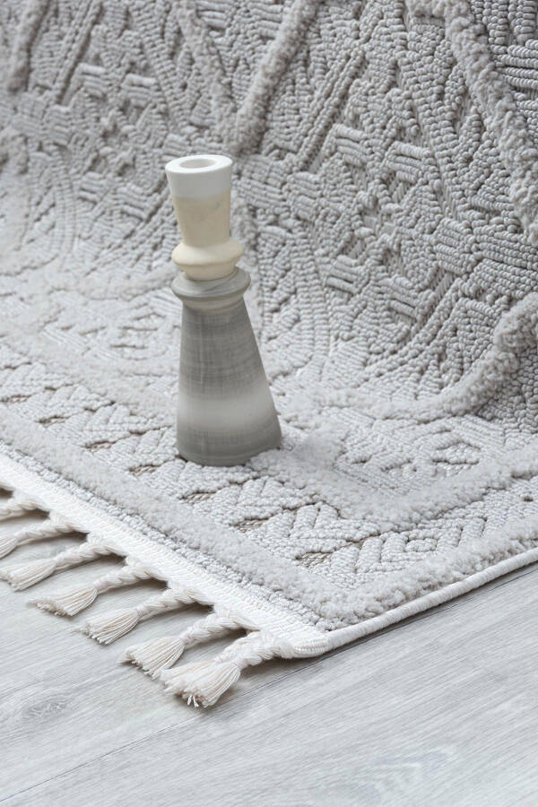 Cream Woven Washable Rug Hallway Living Room Lounge Kitchen Rug - 11