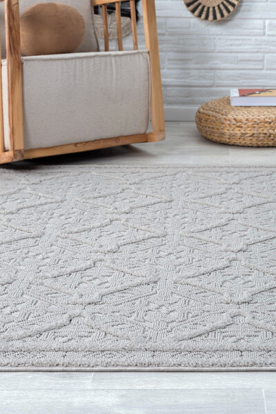 Cream Woven Washable Rug Hallway Living Room Lounge Kitchen Rug - 16