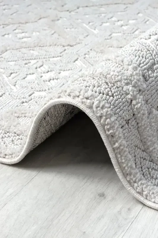 Cream Woven Washable Rug Hallway Living Room Lounge Kitchen Rug - 2