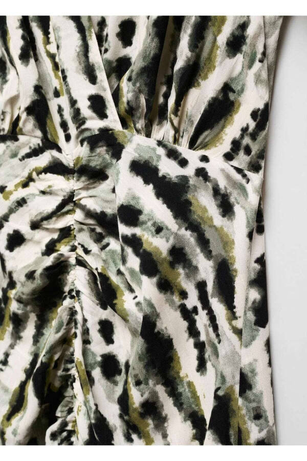 Creased Detailed Patterned Dress - 5