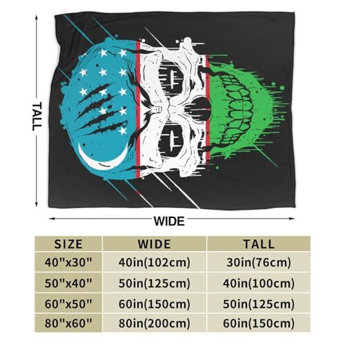 Creative Uzbekistan Patriot Skull National Flag Throw Blanket for Couch 40