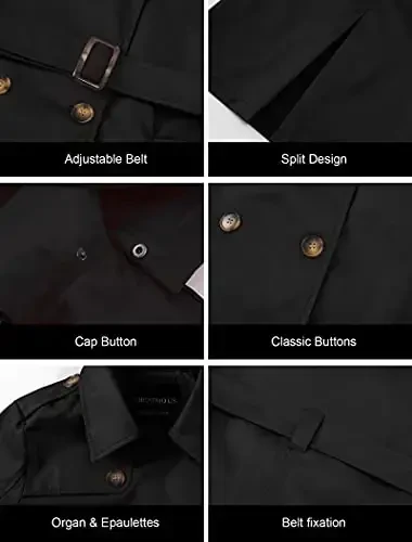 CREATMO US Women's Plus Size Trench Coat Double-Breasted Classic Lapel Overcoat Belted Outerwear Coat with Detachable Hood - 6