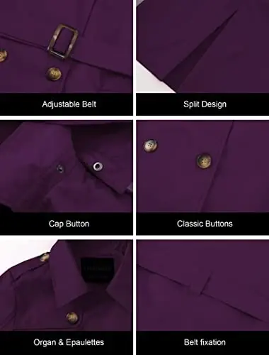 CREATMO US Women's Plus Size Trench Coat Double-Breasted Classic Lapel Overcoat Belted Outerwear Coat with Detachable Hood - 6