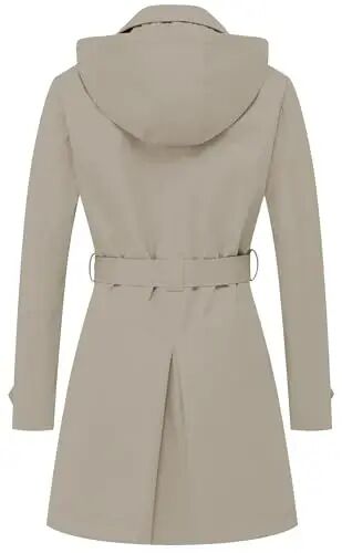 CREATMO US Women's Trench Coat Double-Breasted Classic Lapel Overcoat Belted Slim Outerwear Coat with Detachable Hood - 2