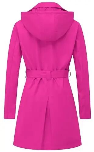 CREATMO US Women's Trench Coat Double-Breasted Classic Lapel Overcoat Belted Slim Outerwear Coat with Detachable Hood - CREATMO (1)