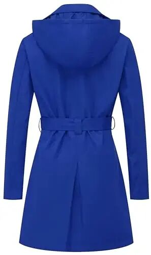 CREATMO US Women's Trench Coat Double-Breasted Classic Lapel Overcoat Belted Slim Outerwear Coat with Detachable Hood - CREATMO (1)
