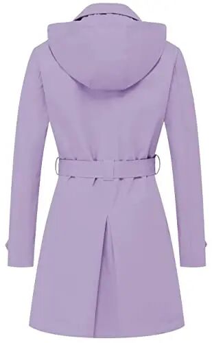 CREATMO US Women's Trench Coat Double-Breasted Classic Lapel Overcoat Belted Slim Outerwear Coat with Detachable Hood - CREATMO (1)