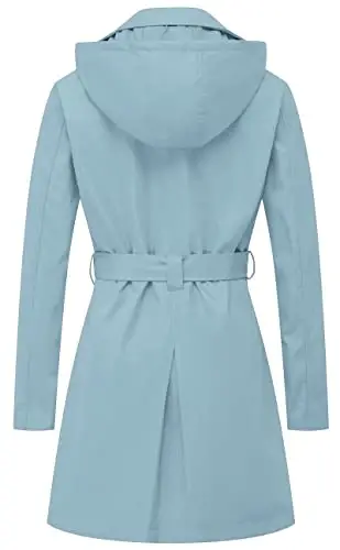 CREATMO US Women's Trench Coat Double-Breasted Classic Lapel Overcoat Belted Slim Outerwear Coat with Detachable Hood - CREATMO (1)