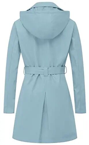 CREATMO US Women's Trench Coat Double-Breasted Classic Lapel Overcoat Belted Slim Outerwear Coat with Detachable Hood - CREATMO (1)