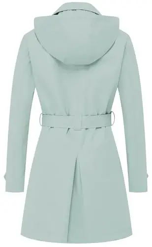 CREATMO US Women's Trench Coat Double-Breasted Classic Lapel Overcoat Belted Slim Outerwear Coat with Detachable Hood - CREATMO (1)