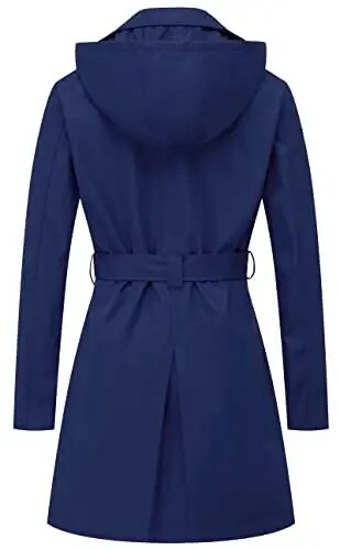 CREATMO US Women's Trench Coat Double-Breasted Classic Lapel Overcoat Belted Slim Outerwear Coat with Detachable Hood - CREATMO (1)
