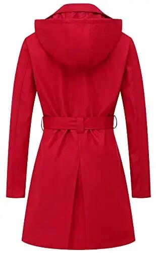 CREATMO US Women's Trench Coat Double-Breasted Classic Lapel Overcoat Belted Slim Outerwear Coat with Detachable Hood - CREATMO (1)