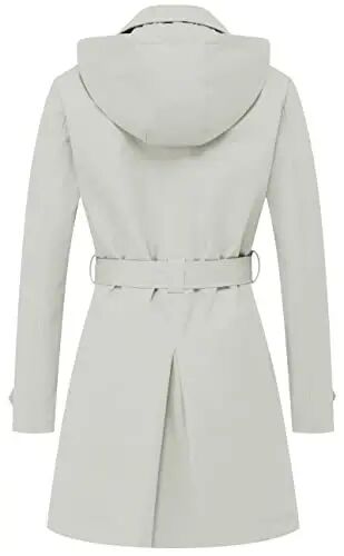 CREATMO US Women's Trench Coat Double-Breasted Classic Lapel Overcoat Belted Slim Outerwear Coat with Detachable Hood - CREATMO (1)