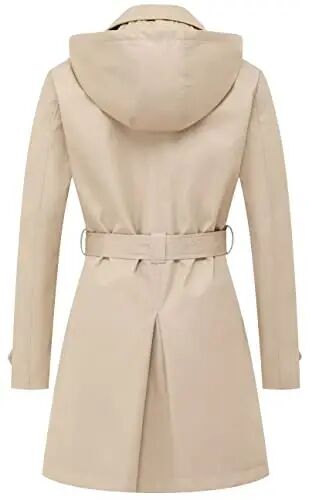 CREATMO US Women's Trench Coat Double-Breasted Classic Lapel Overcoat Belted Slim Outerwear Coat with Detachable Hood - CREATMO (1)