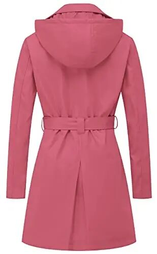 CREATMO US Women's Trench Coat Double-Breasted Classic Lapel Overcoat Belted Slim Outerwear Coat with Detachable Hood - CREATMO (1)