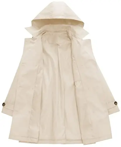 CREATMO US Women's Trench Coat Double-Breasted Classic Lapel Overcoat Belted Slim Outerwear Coat with Detachable Hood - CREATMO (1)