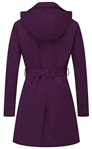 CREATMO US Women's Trench Coat Double-Breasted Classic Lapel Overcoat Belted Slim Outerwear Coat with Detachable Hood - CREATMO (1)