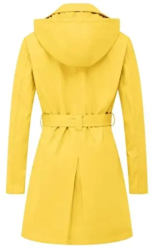 CREATMO US Women's Trench Coat Double-Breasted Classic Lapel Overcoat Belted Slim Outerwear Coat with Detachable Hood - CREATMO (1)
