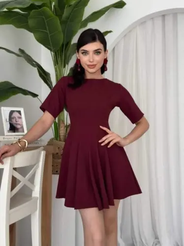 Crem Pleated Dress - 1