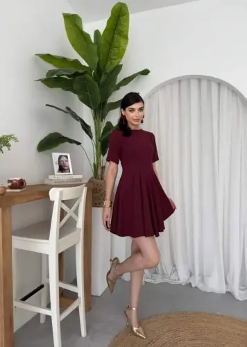 Crem Pleated Dress - 4