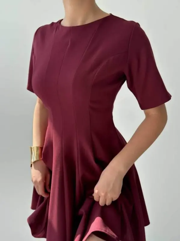 Crem Pleated Dress - 5