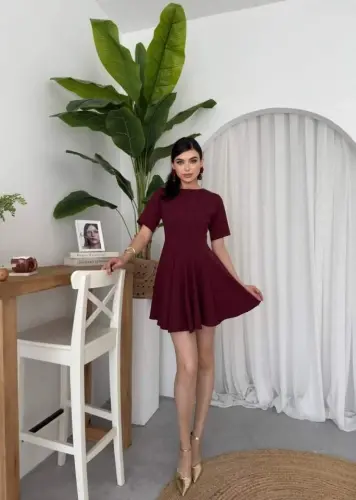 Crem Pleated Dress - 6