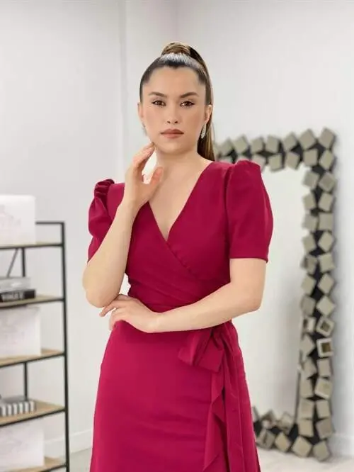 Crep Mato Midi Ko'ylak - BORDO - 3