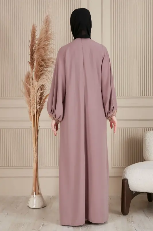 Crepe Fabric Full Length Hijab Dress Prayer Dress Mother Dress Hijab Dress Hijab Evening Dress - Rose Pink - 7