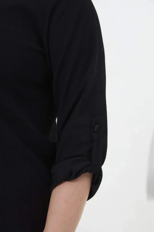 Crepe Fabric Plus Size Black Blouse - 3