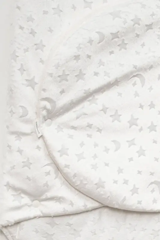 Crescent and Star Patterned Baby Swaddle and Blanket - Ecru - 5