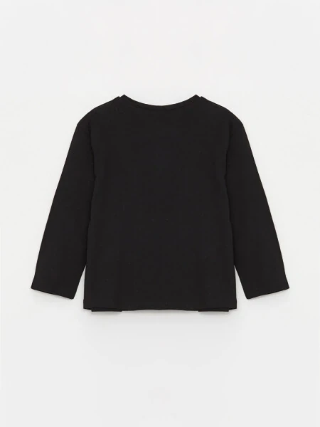 Crew Neck Atatürk Print Baby Girl T-Shirt-Black - 3