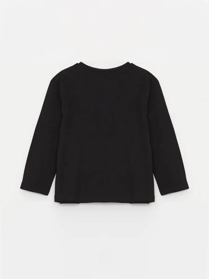 Crew Neck Atatürk Print Baby Girl T-Shirt-Black - 3