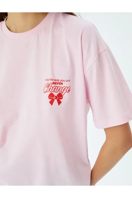 Crew Neck Back Print Oversize Short Sleeve T-Shirt - 5